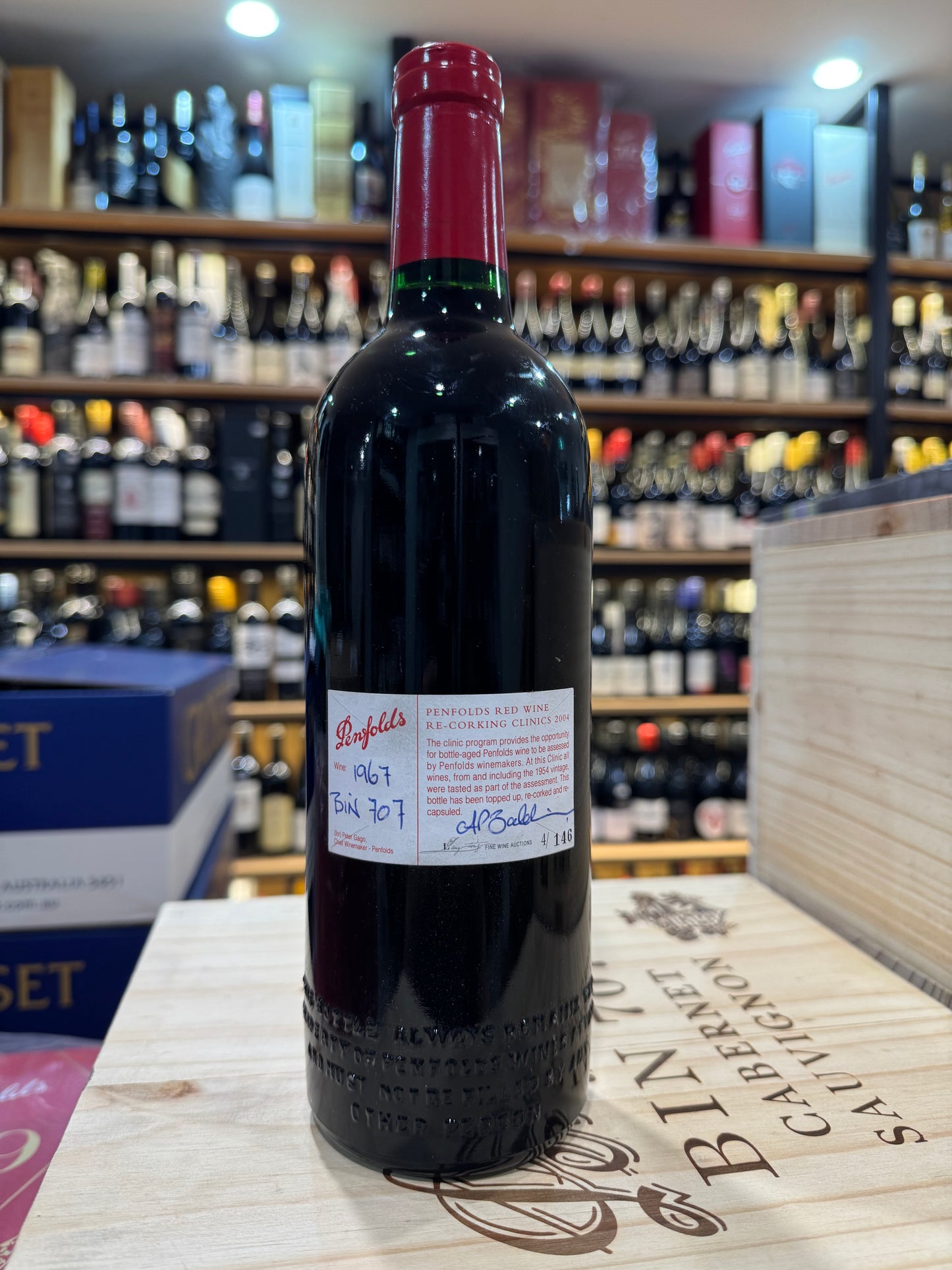 1967 Penfolds Bin 707 Cabernet Sauvignon 750ml Re-corking Clinic 2004