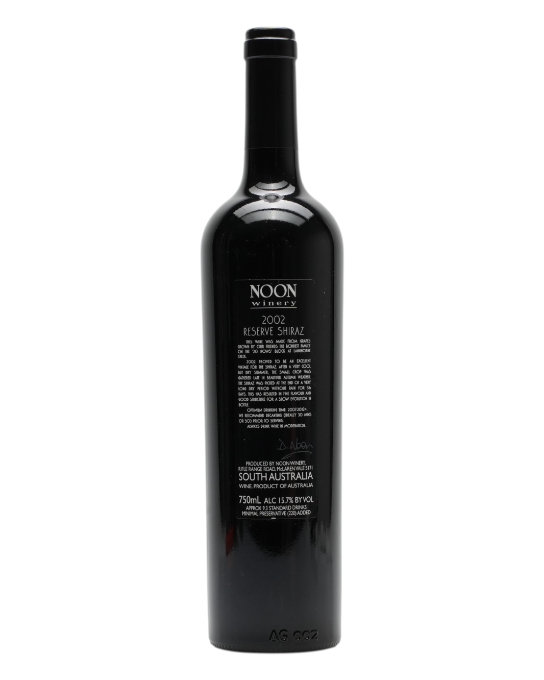 2002 Noon Winery Reserve Shiraz 750ml