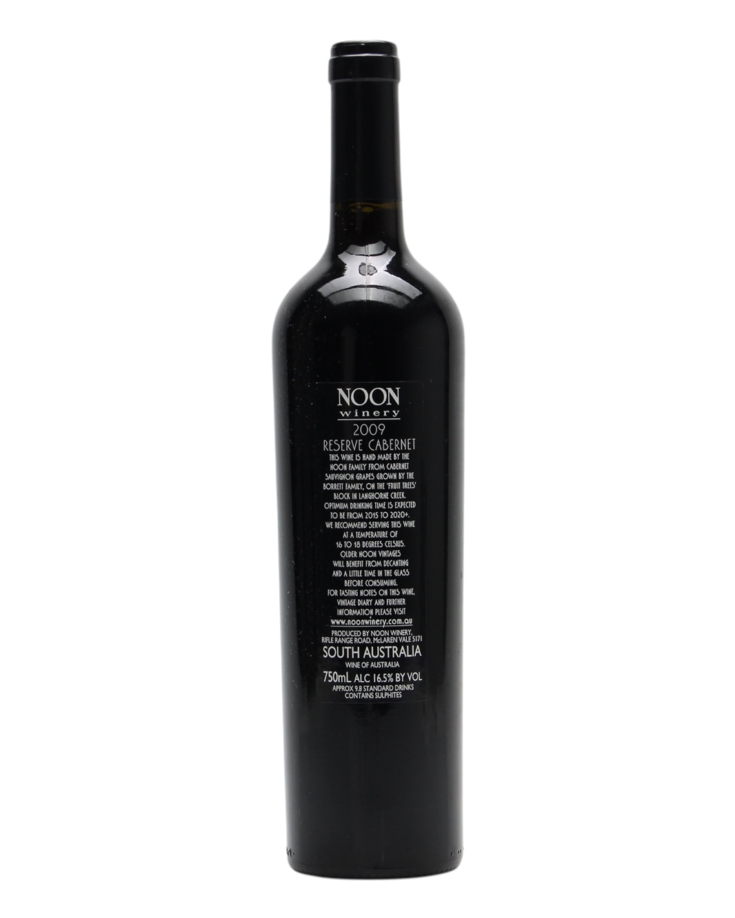 2009 Noon Winery Reserve Cabernet Sauvignon 750ml back