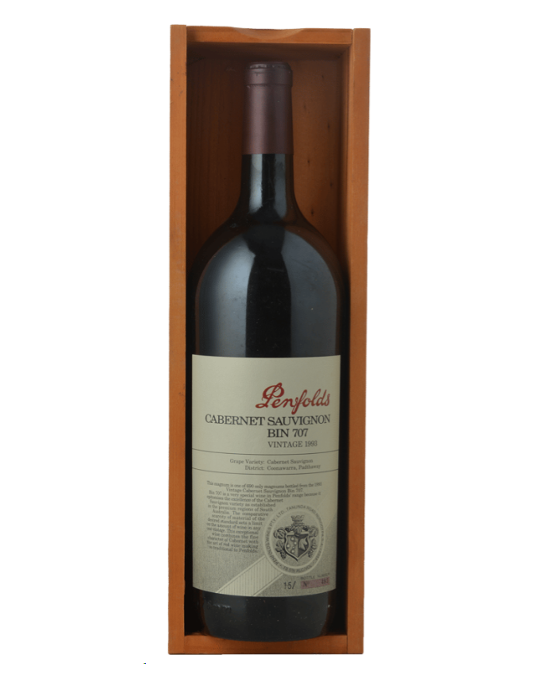 1993 Penfolds Bin 707 Cabernet Sauvignon 1500ml Magnum WOODEN GIFT BOX