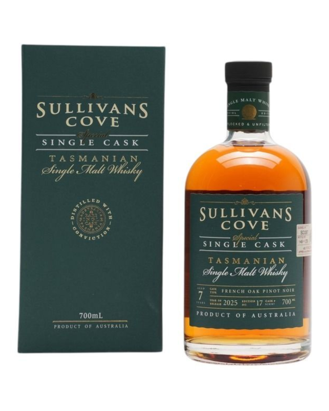 Sullivans Cove French Oak Ex-Pinot Noir Single Cask Single Malt Whisky SC0387 700ml
