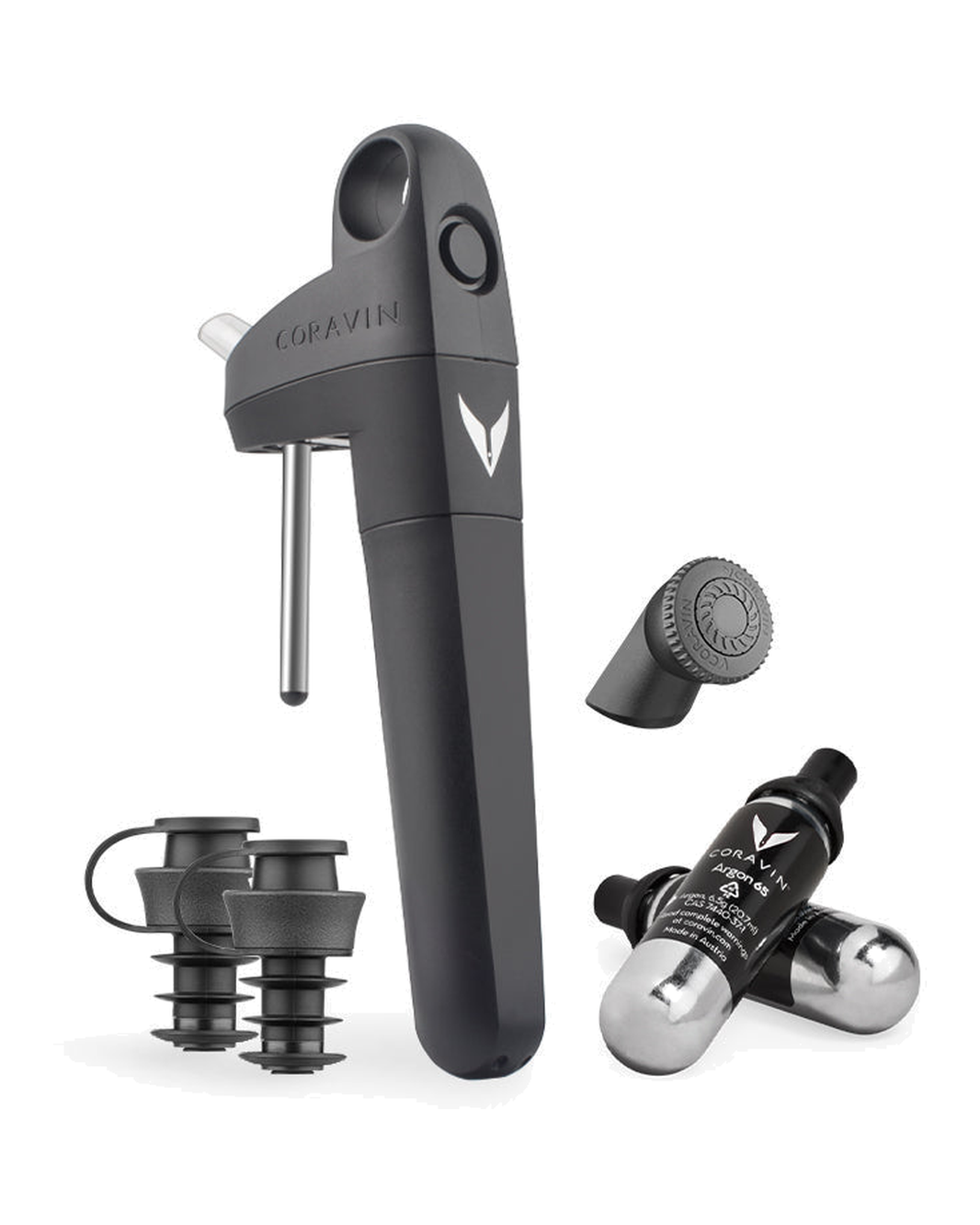 Coravin Pivot+ Black system with stoppers, aerator and argon capsules