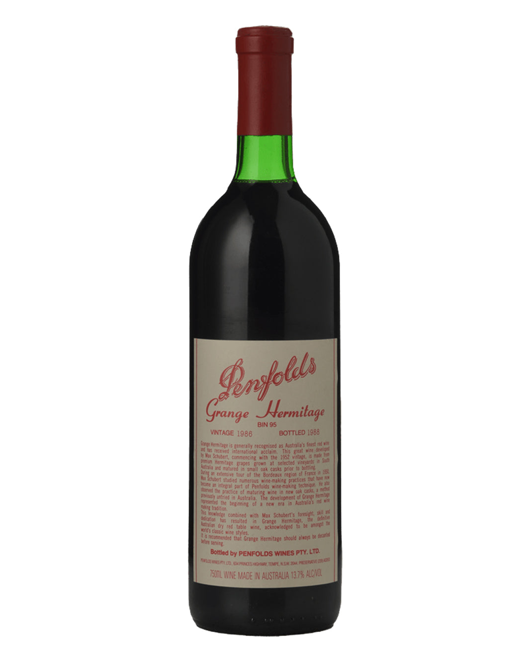 1986 Penfolds Bin 95 Grange Shiraz 750ml Just Below Base of Neck