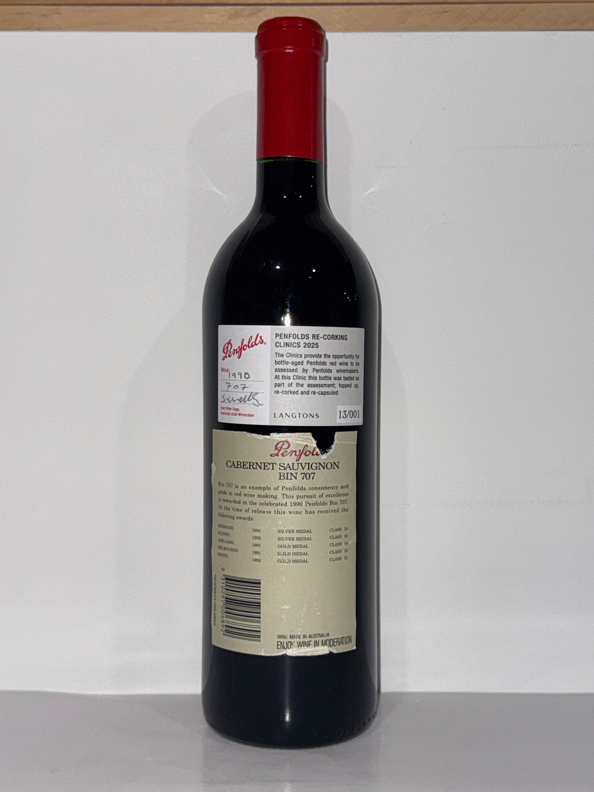 1990 Penfolds Bin 707 Cabernet Sauvignon 750ml Clinic 2025