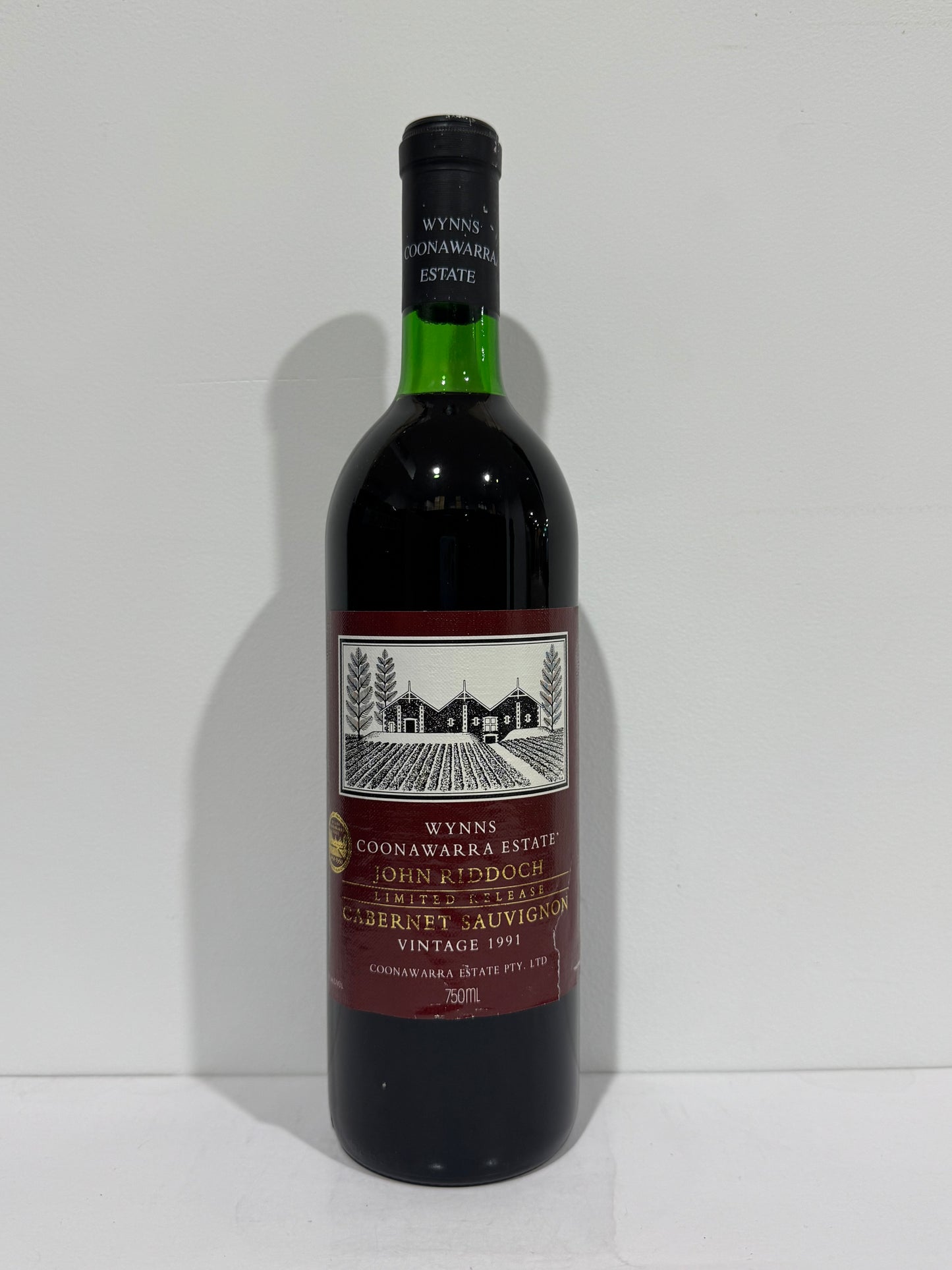 1991 Wynns Coonawarra Estate John Riddoch Cabernet Sauvignon 750ml (Minor Label Damage)