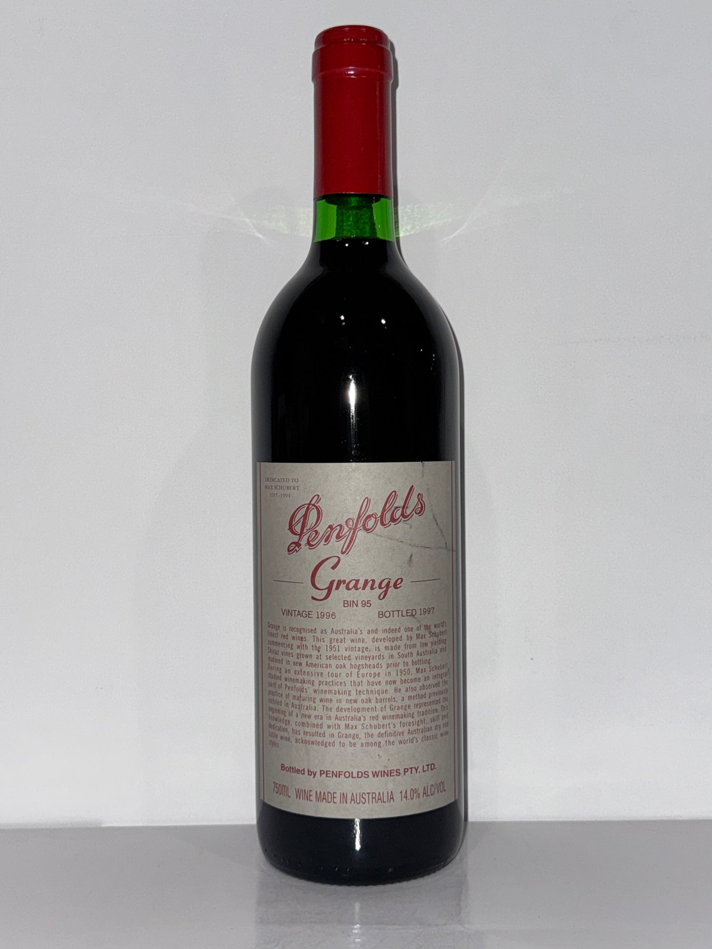 1996 Penfolds Bin 95 Grange Shiraz 750ml (Slight Label Stian)