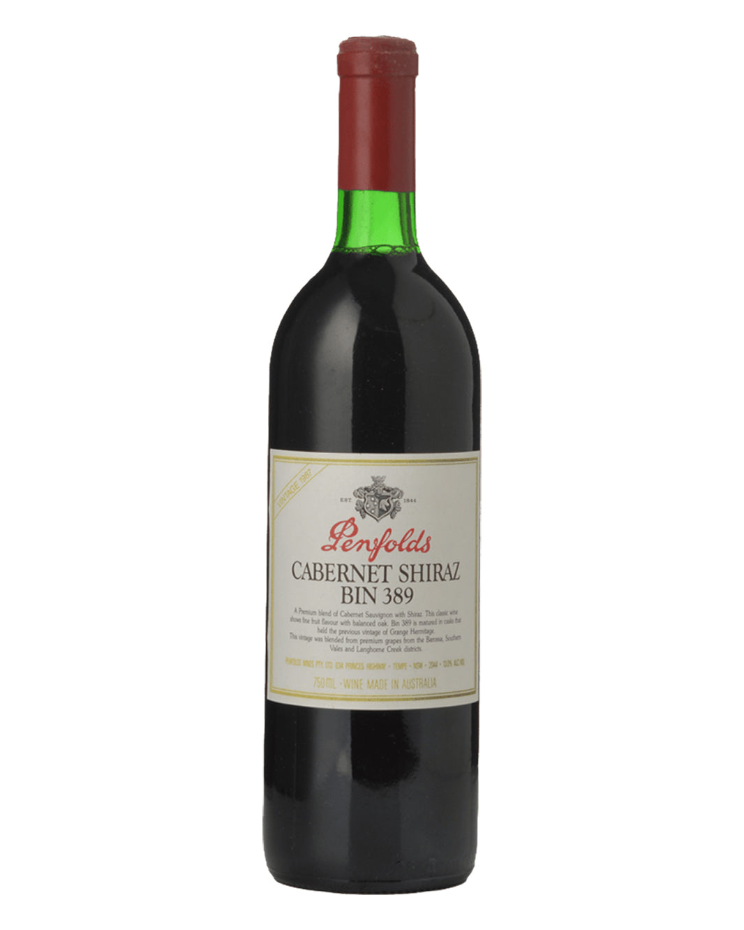 1987 Penfolds Bin 389 Cabernet Shiraz 750ml Just Below Base of Neck