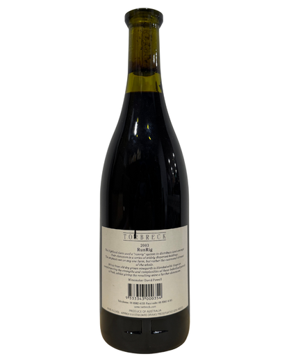 2003 Torbreck RunRig Shiraz Viognier 750ml Minor Back Label Scratch