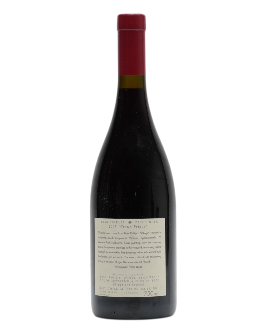 2007 Bass Phillip Crown Prince Pinot Noir 750ml back
