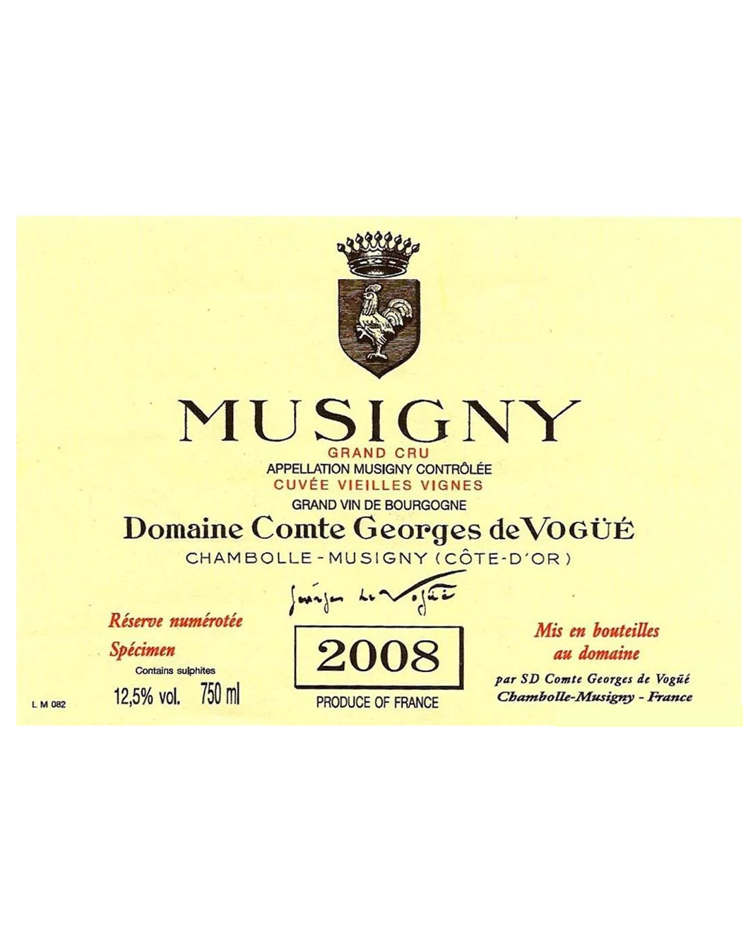 2008 Domaine Comte Georges de Vogue Musigny Grand Cru 'Cuvee Vieilles Vignes' 750ml