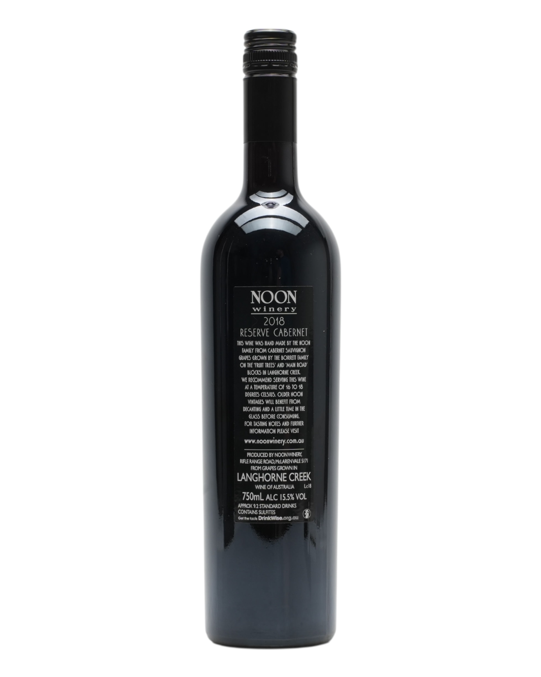 2018 Noon Winery Reserve Cabernet Sauvignon 750ml back