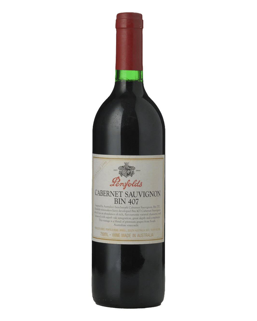 1996 Penfolds Bin 407 Cabernet Sauvignon 750ml Minor Label Stains
