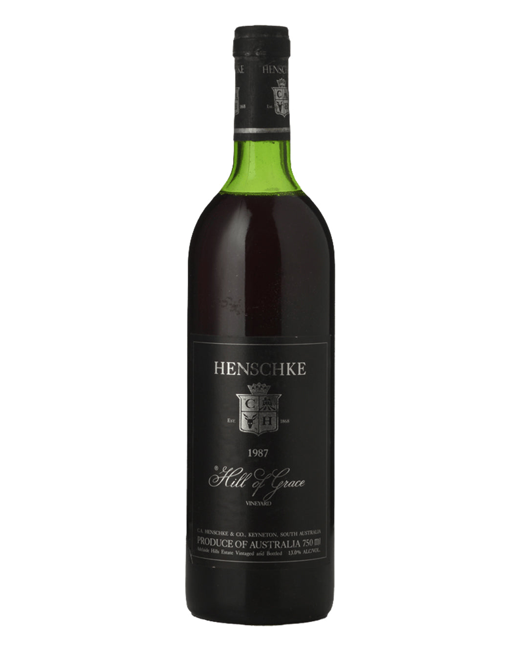 1987 Henschke Hill of Grace Shiraz 750ml Very High Shoulder, Minor Label Damage, Minor Label Stain/s
