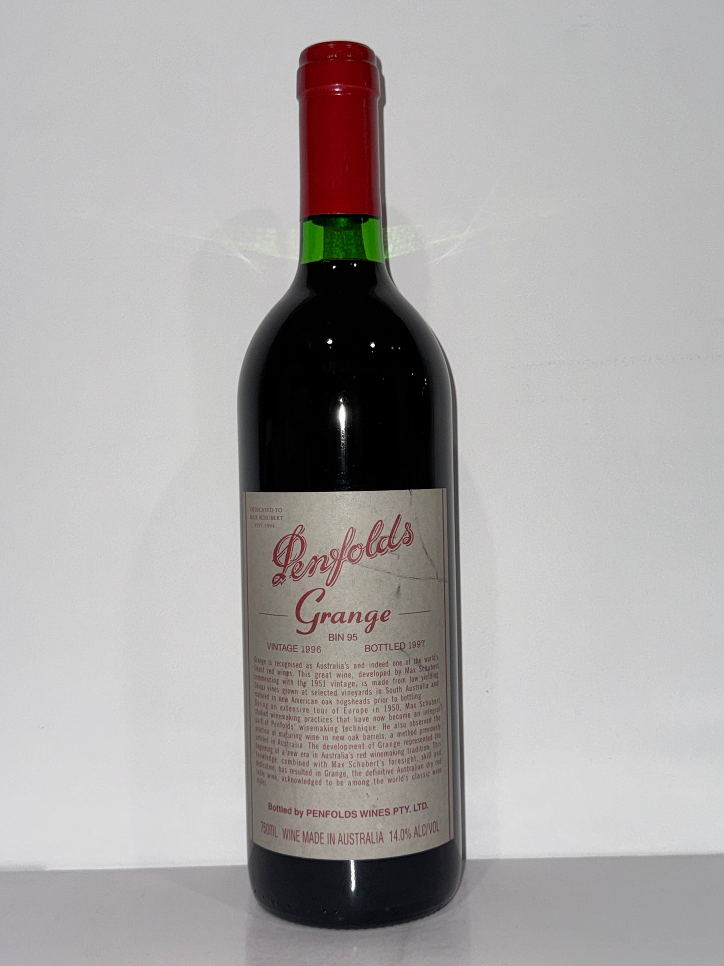 1996 Penfolds Bin 95 Grange Shiraz 750ml (Slight Label Stian)