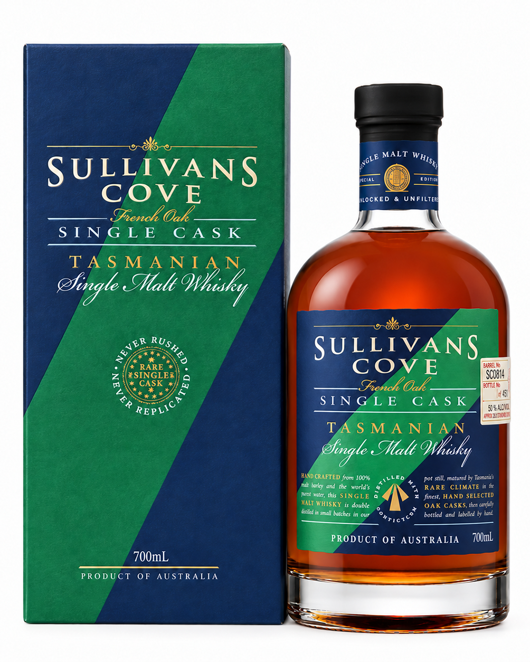 Sullivans Cove French Oak Ex-Chardonnay Single Cask SC0814 Single Malt Whisky 700ml Gift Box