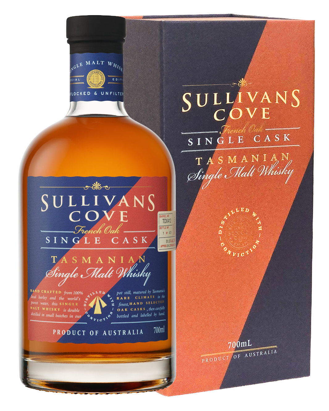 Sullivans Cove French Oak Ex-Tawny Refill Single Cask Single Malt Whisky TD0412 700ml